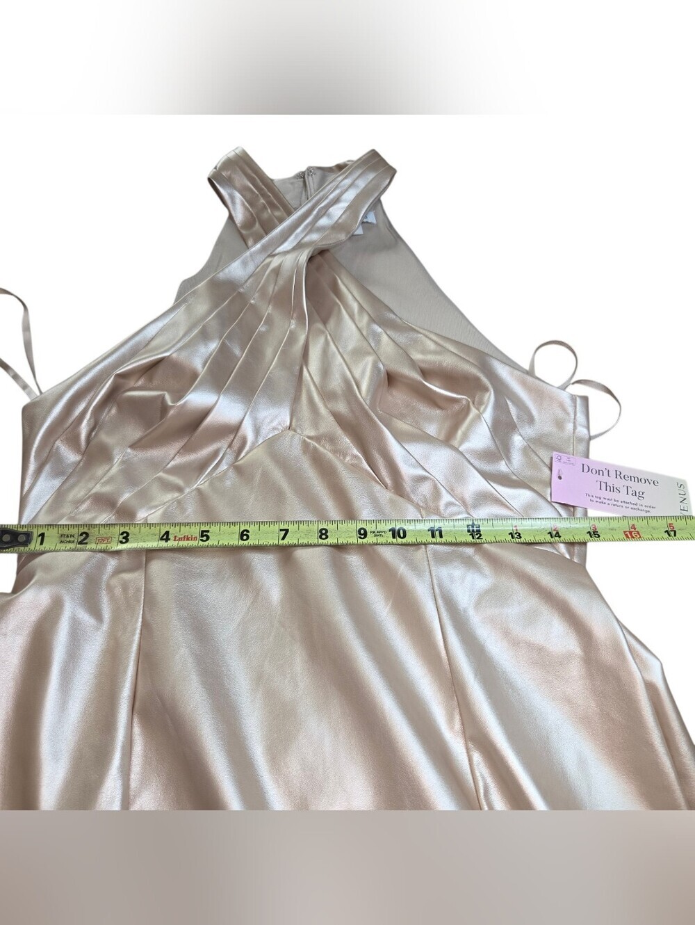 VENUS Metallic Gold Twist Halter Midi Dress - Picture 4 of 10